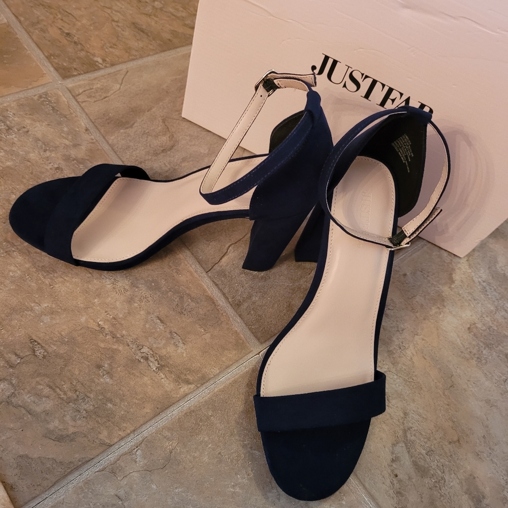 Nib Justfab Lorelai-E Block Heel Pumps Size 9 - image 4